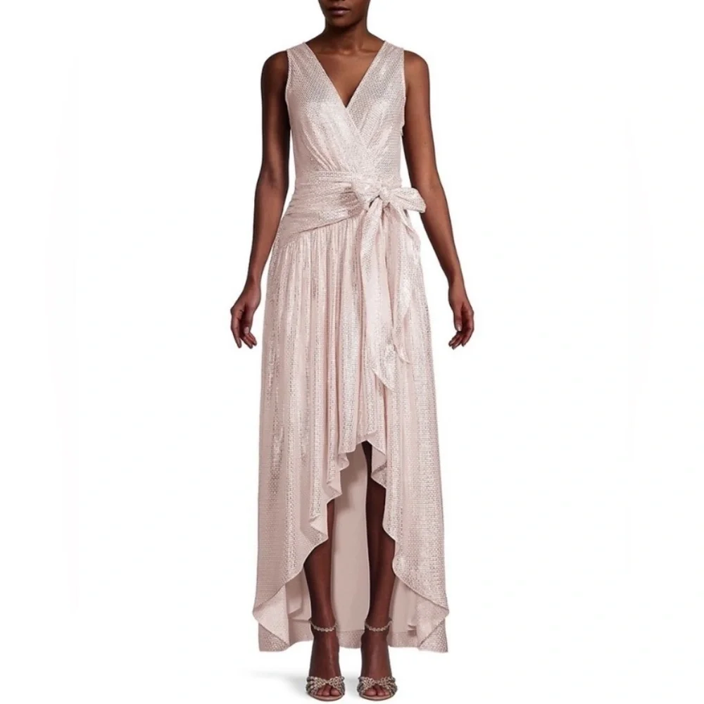 NWT Ramy Brook Callie Metallic High Low Dress